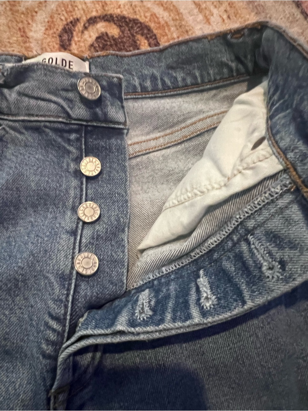 Agolde Riley Light Blue Straight Leg Crop Ripped Jeans - Picture 4 of 9